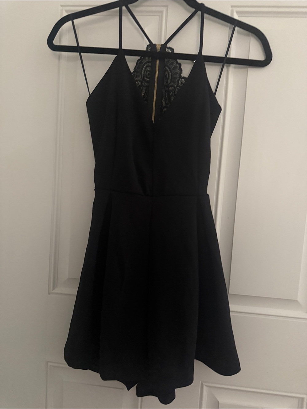 Black Lace-Back Strappy Romper